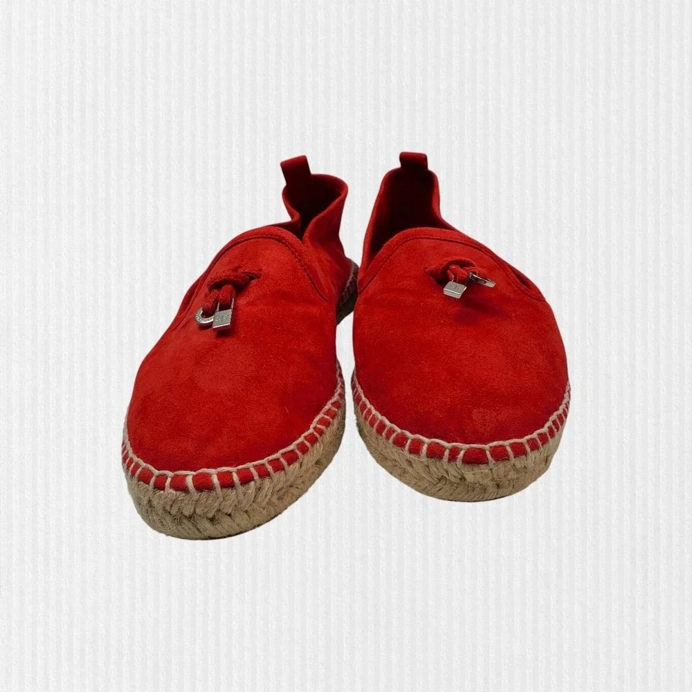 Loro Piana Red Suede Espadrille Loafers‎ with LP Padlock Charm Size 38
